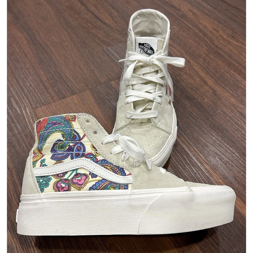 Vans Sk8-Hi Tapered‎ Paisley Bloom Turtledove Platform Womens 6.5 Hipster Boho